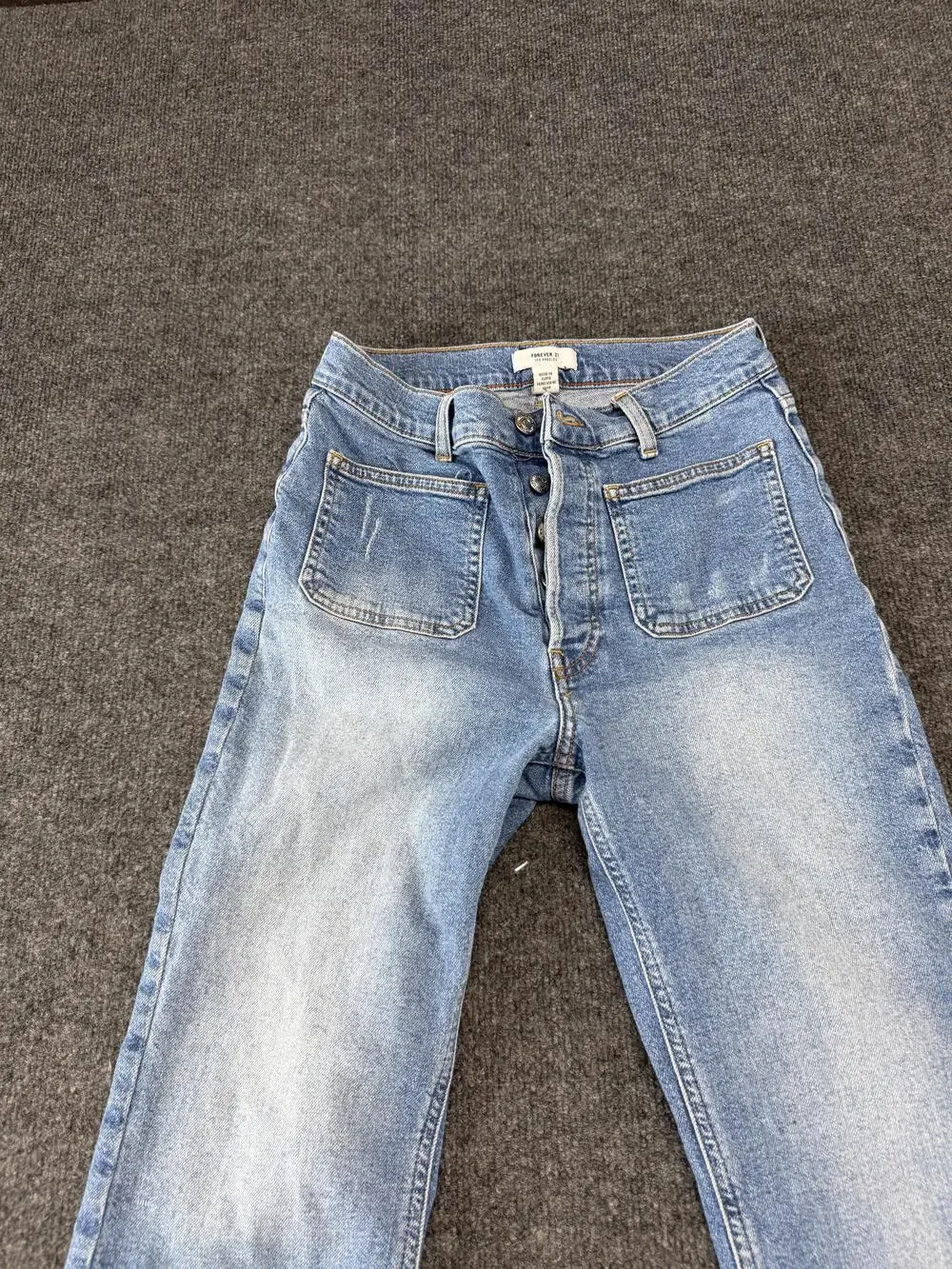 Forever 21 Jeans Womens 27 Light Blue High Rise Straight Denim Button Fly